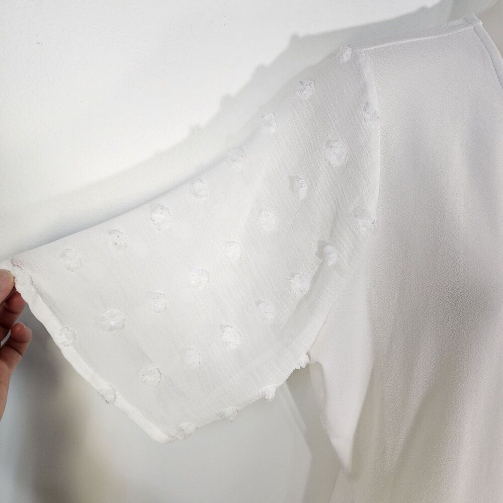 Flower And Feather Top Womens Large White Wrap Ti… - image 7